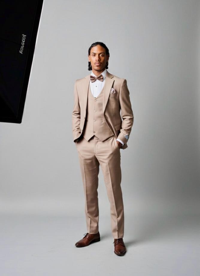 Beige Slim Fit Suit